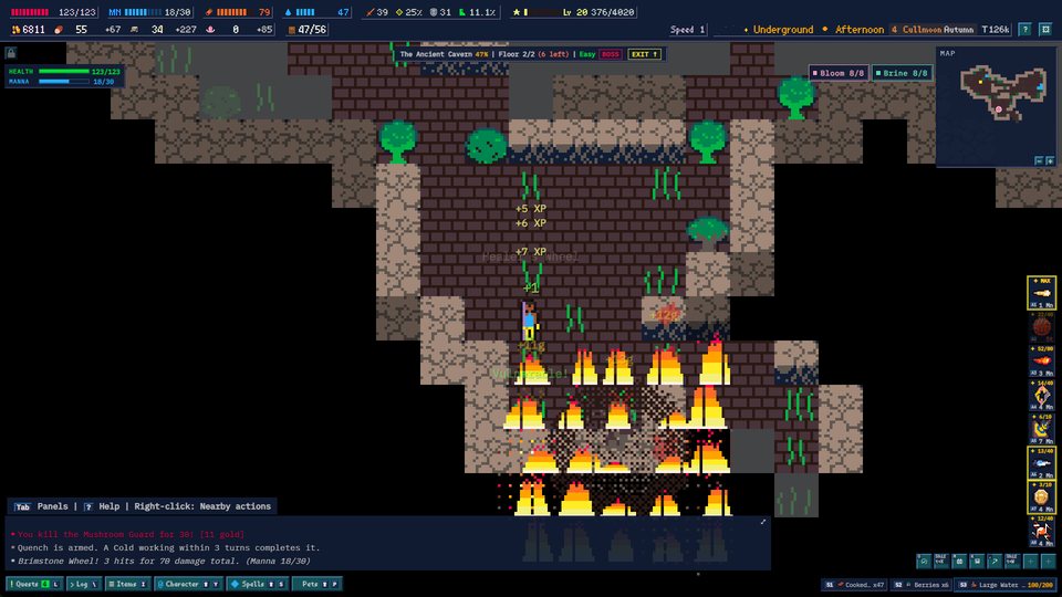 Fire spreading through a dungeon