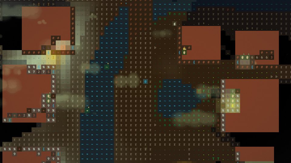A town at night in ASCII
